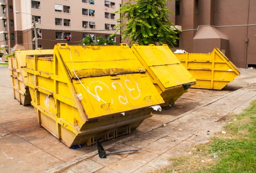 Vans lined up outside Norwood flats ready for clearance